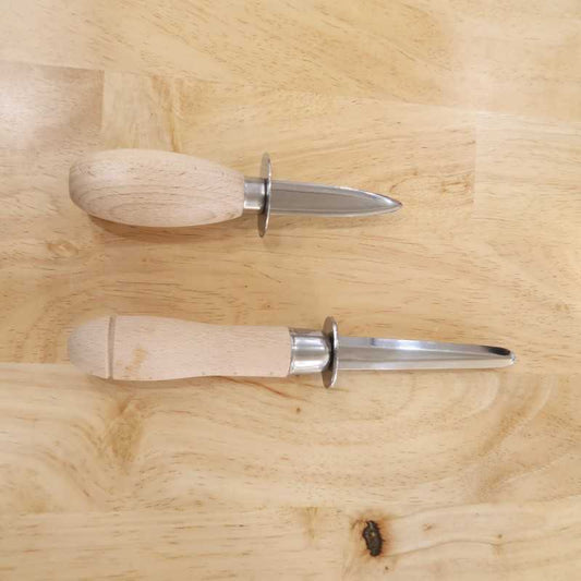 Oyster knife stainless steel with wooden handle (65/95mm)