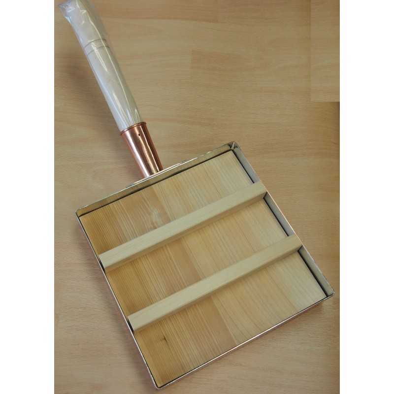Sartén de cobre para tamagoyaki con tapa de madera (15–21 cm)