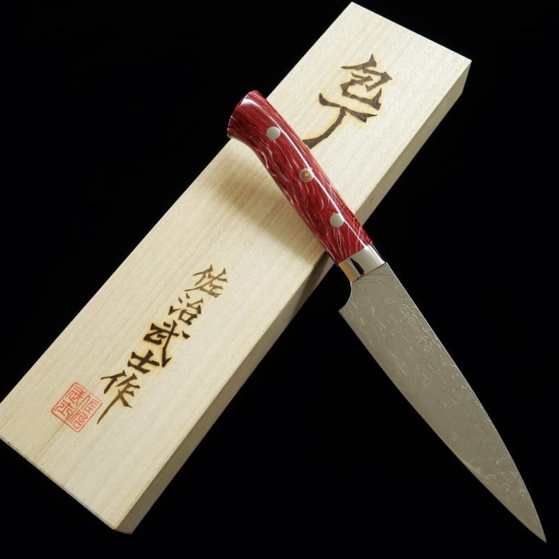 SAJI TAKESHI R2 Diamond Finish Petty turquesa roja (130/150 mm)