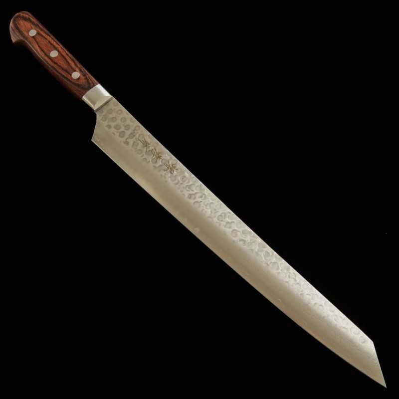 Kiritsuke Yanagi SAKAI TAKAYUKI VG-10 Damasco martelada com cabo de mahogany (300mm)
