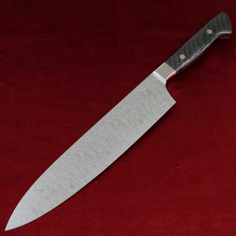 SK JAPAN 【impermeable】serie DAMA DAMASTEEL gyuto pulido espejo completo mango de fibra de carbono personalizada (240 mm)