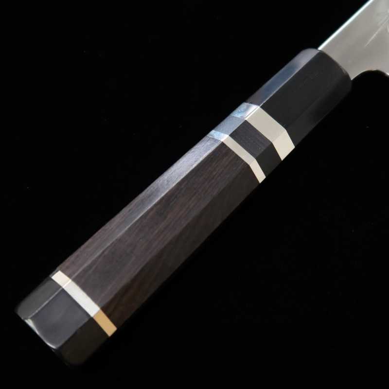 Tadokoro Hamono TADOKORO HAMONO Makoto-saku Gingami nº3 acabado espejo, gyuto, mango octogonal de ébano con anillo de plata (210 mm)