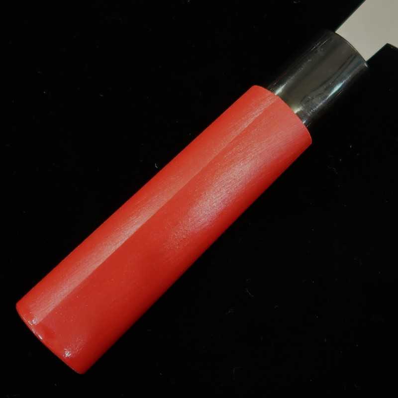 Cuchillo para cosecha de verduras Acero inoxidable especial laminado Rakutarō TY-420 Mango recto rojo (140 mm)
