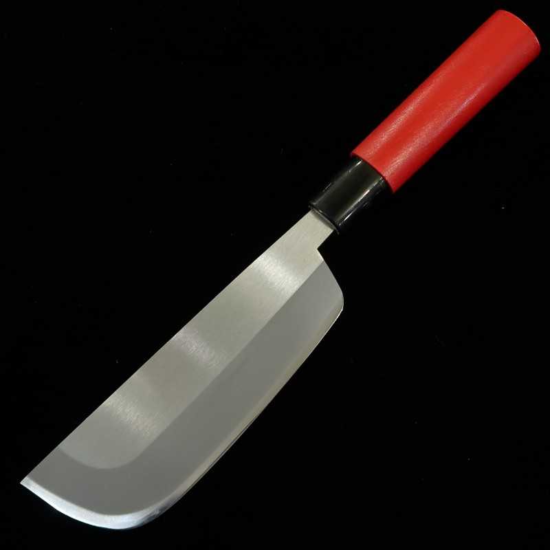 Cuchillo para cosecha de verduras Acero inoxidable especial laminado Rakutarō TY-420 Mango recto rojo (140 mm)